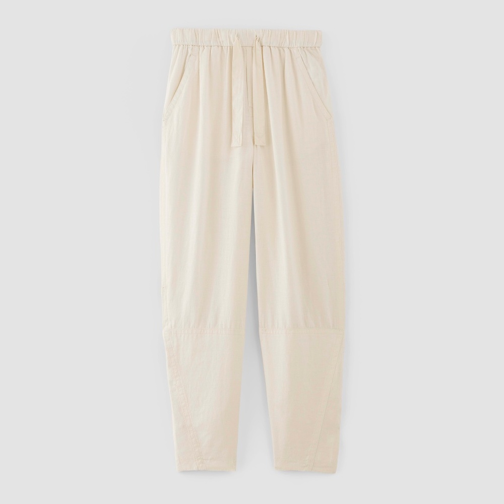 Everlane Women's Linen Pull-On Barrel Pant in Bone White, Size Large